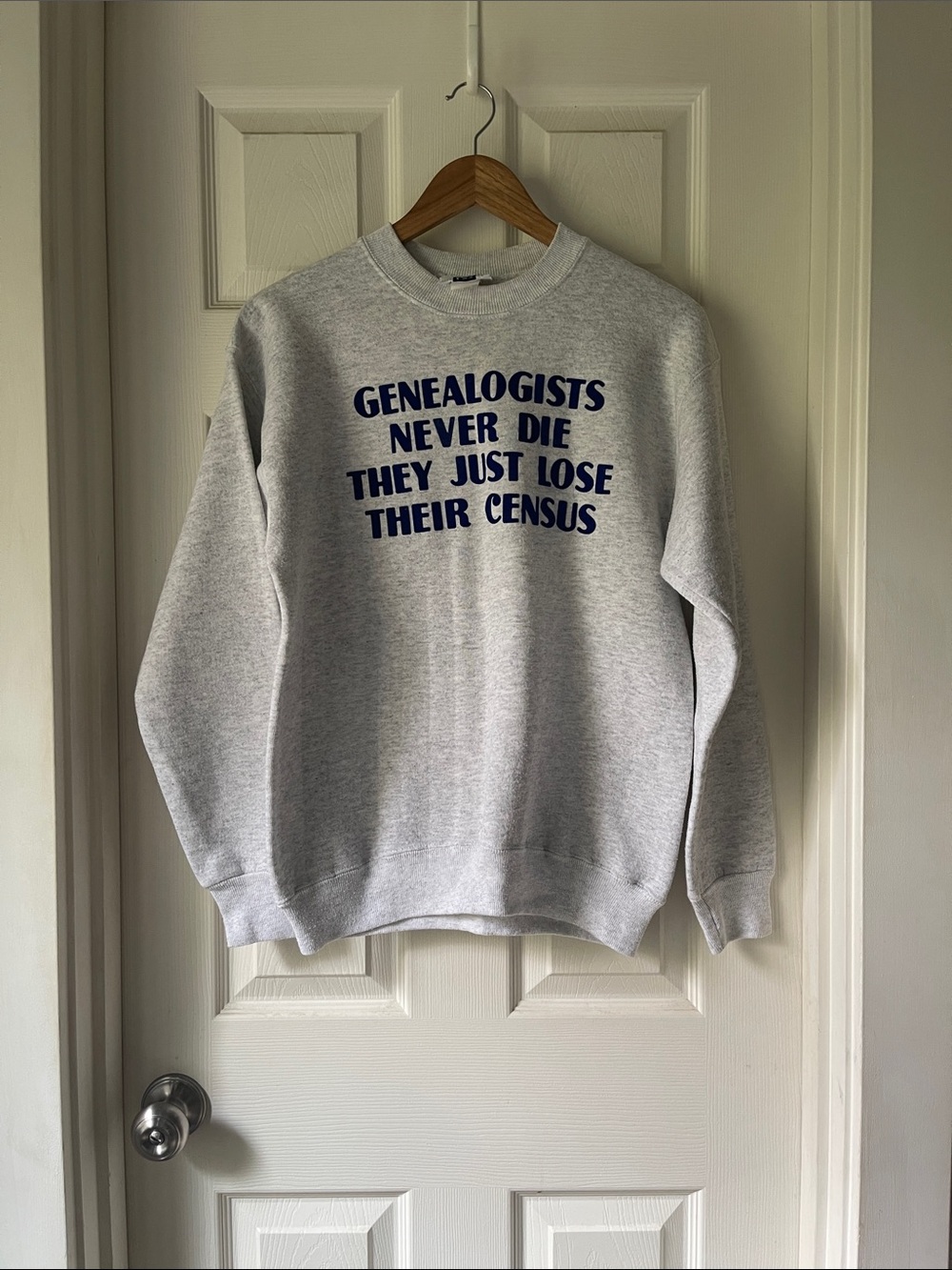 Vintage 90s Lee Heavyweight "Genealogists Never Die" Crewneck Sweatshirt